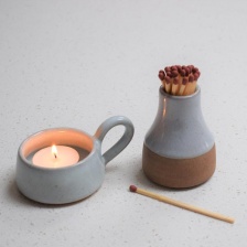 Eggshell, Stoneware Tea Light Holder